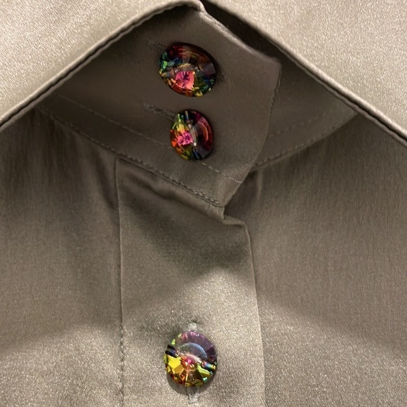 Domenico Vacca Dark Green Button Front Blouse - Picture 2 of 9